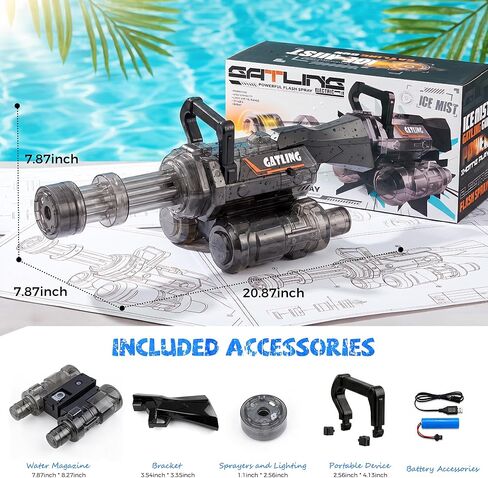 Electric Water Gun with LED Light and Rotating Nozzle, Large Capacity Water Blaster with Rechargeable Battery, 28–32FT Long Range Squirt Gun for Pool Beach Backyard Summer Games in Kuwait
