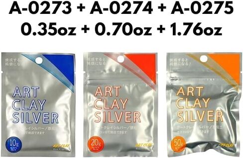 Art Clay Silver - عبوات 10 جرام / 20 جرام / 50 جرام - طين معدني فضي نقي للحرف اليدوية والمشروعات اليدوية - صنع في اليابان A-0273/A-0274/A-0275 in Kuwait