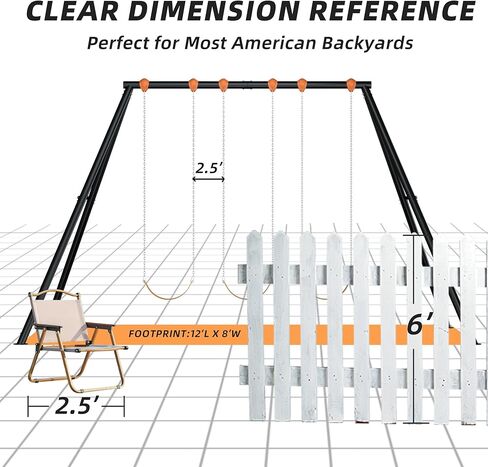 MR Heavy Duty Steel Swing Set, 10’ Tall Swing Sets with 3 Belt Swings, Classic A-Frame Metal Swing Set for Outdoor Backyard 700 Lbs Load Capacity in Kuwait