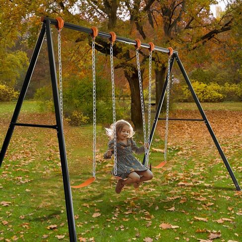 MR Heavy Duty Steel Swing Set, 10’ Tall Swing Sets with 3 Belt Swings, Classic A-Frame Metal Swing Set for Outdoor Backyard 700 Lbs Load Capacity in Kuwait