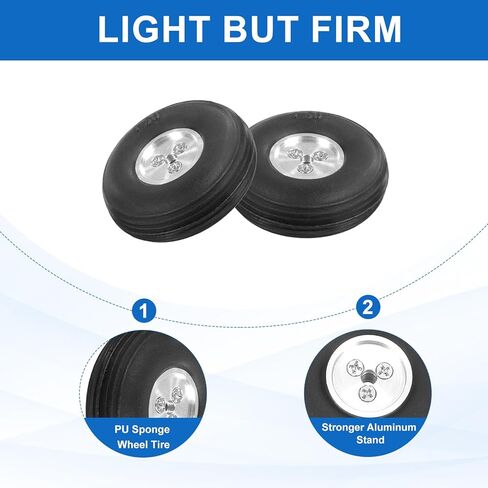 MECCANIXITY RC Airplane Wheels 1.5" OD 0.55" Thickness 0.124" Hole RC Airplane, Aircraft PU Sponge Wheels, Tire Tail Undercarriage RC Foam Replacement Kit for DIY Plane Helicopter, Pack of 1 in Kuwait