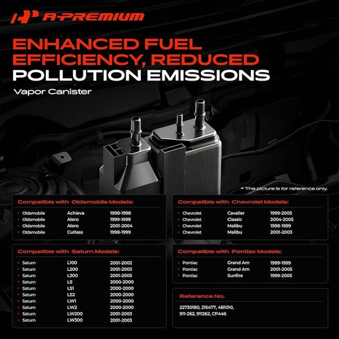 A-Premium Vapor Canister Compatible with Chevrolet Malibu, Cavalier, Classic & Oldsmobile Achieva, Alero, Cutlass & Pontiac Grand Am, Sunfire & Saturn L100, L200, L300, LS, LS1, LS2, LW1, LW2, LW200 in Kuwait