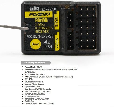جهاز استقبال Goolsky Flysky FGr8B، جهاز استقبال 2.4 جيجا هرتز 8 قنوات لجهاز Flysky AFHDS 3 PL18 NB4+ NB4 Pro+ أجهزة إرسال RC ووحدات FRM302 RF in Kuwait