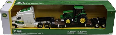 نصف شاحنة Tomy Peterbilt Lowboy مع جرار John Deere 7290R - مقياس 1:32 - مجموعة نقل مقطورة Lowboy مع تفاصيل Peterbilt وJohn Deere الأصلية - للأعمار من 3 سنوات فما فوق in Kuwait
