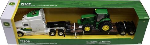نصف شاحنة Tomy Peterbilt Lowboy مع جرار John Deere 7290R - مقياس 1:32 - مجموعة نقل مقطورة Lowboy مع تفاصيل Peterbilt وJohn Deere الأصلية - للأعمار من 3 سنوات فما فوق in Kuwait