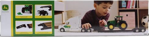 نصف شاحنة Tomy Peterbilt Lowboy مع جرار John Deere 7290R - مقياس 1:32 - مجموعة نقل مقطورة Lowboy مع تفاصيل Peterbilt وJohn Deere الأصلية - للأعمار من 3 سنوات فما فوق in Kuwait