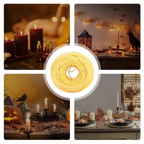 Hemp Wick, 61m Edible Wick for Butter Candle Portable Edible Candle Wicks for Butter Candle Slow Burning Candle Wick Lightweight Hemp Wick Roll(Light) in Kuwait