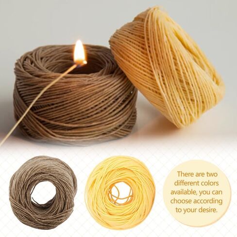 Hemp Wick, 61m Edible Wick for Butter Candle Portable Edible Candle Wicks for Butter Candle Slow Burning Candle Wick Lightweight Hemp Wick Roll(Light) in Kuwait