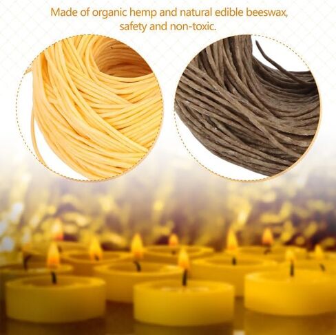 Hemp Wick, 61m Edible Wick for Butter Candle Portable Edible Candle Wicks for Butter Candle Slow Burning Candle Wick Lightweight Hemp Wick Roll(Light) in Kuwait