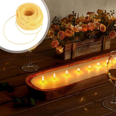 Hemp Wick, 61m Edible Wick for Butter Candle Portable Edible Candle Wicks for Butter Candle Slow Burning Candle Wick Lightweight Hemp Wick Roll(Light) in Kuwait