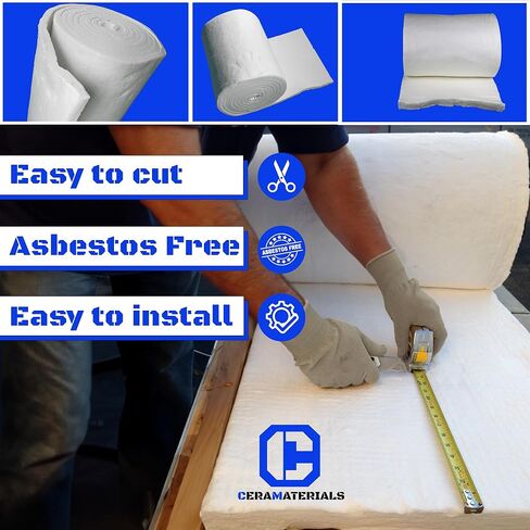 Ceramic Fiber Insulation Baffle Fire Blanket (8# Density, 2300°F)(1"x24"x25') for Wood Stoves, Pizza Ovens, Kilns, Forges in Kuwait