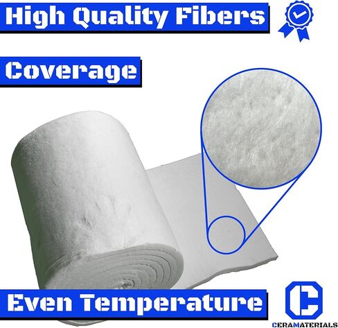 Ceramic Fiber Insulation Baffle Fire Blanket (8# Density, 2300°F)(1"x24"x25') for Wood Stoves, Pizza Ovens, Kilns, Forges in Kuwait