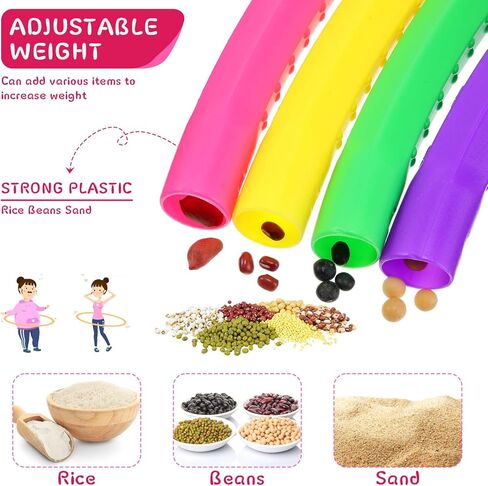 Tigeen 18 Pack Toy Color Hoop for Kids, 3 Style Detachable Adjustable Light Weight Plastic Exercise Hoop Bulk for Party Games, Dance, Dog Agility in Kuwait