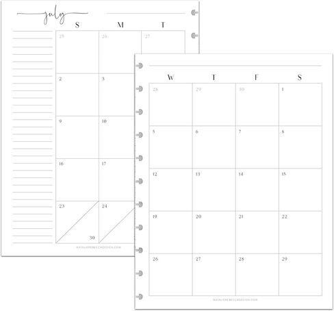 BetterNote July 2026 - June 2027 Academic Monthly Calendar Refill for Discbound Notebook, School Dates, Fits Levenger Circa, Big Happy Planner, Arc, TUL, Disc Refill (11-Disc, 8.5"x11", Modern) in Kuwait