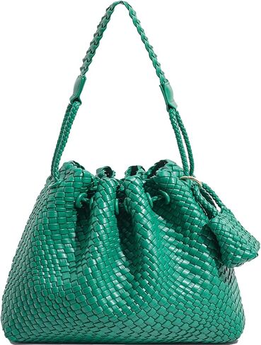 Woven Bag for Women, Vegan Leather Tote Bag Summer Beach Handbag Purse Retro Handmade Travel Shoulder Bag in Saudi Arabia