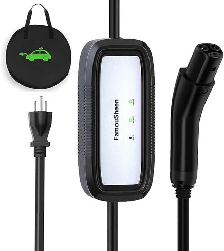 Level 1 EV Charger for Tesla(Only), 15A 110V NACS Connector with 21ft Cable,Nema 5-15 Plug Home Portable Wall Charger for Model Y/3/S/X, Max 1.65KW Power Tesla Charging Station in Kuwait
