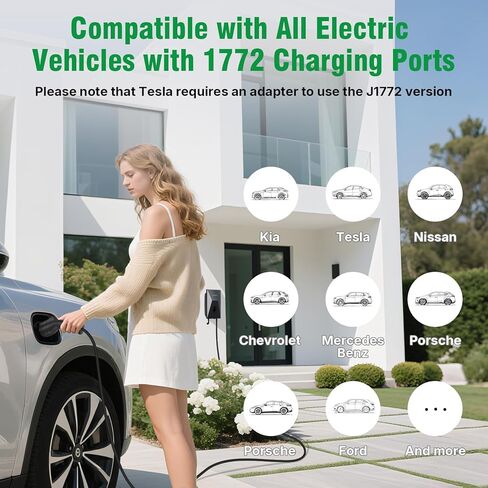 شاحن كاليون المستوى 2 EV - شاحن مثبت على الحائط مع كابل 25 قدم - محطة شحن السيارة الكهربائية لـ J1772 EVs، 50 أمبير، محطة شحن السيارة الكهربائية واي فاي 240 فولت، سلك صلب للسيارة الكهربائية in Kuwait