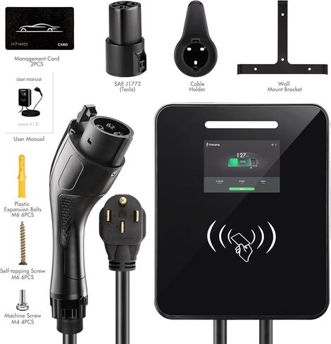 48A Level 2 EV Charger, 240V 11.5kW High-Speed J1772 Electric Vehicle Charger with 20ft NEMA 14-50 Plug, Smart APP/Wi-Fi Control in Kuwait