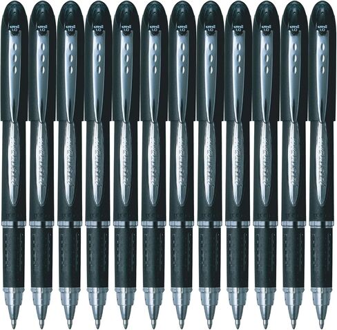 Uni-ball SX210 Jetstream Rollerball Pen Rubber Grip 1.0mm Tip 0.7mm Line Black Ref 9008000 [Pack of 12] in Kuwait
