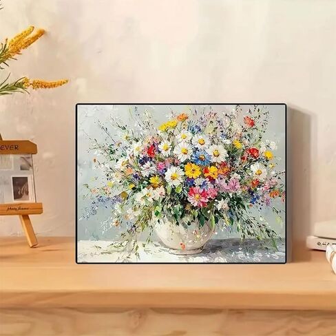 طلاء GEMFAMILY بالأرقام، زهور DIY طلاء على القماش، حسب عدد الزهور البرية في مجموعة أرقام ملطخة للبالغين، طلاء زيتي بسيط من الأكريليك حسب مجموعات الأرقام لديكور الحائط المنزلي 16 × 20 بوصة in Kuwait