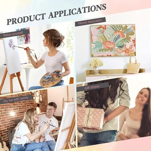 طلاء GEMFAMILY بالأرقام، زهور DIY طلاء على القماش، حسب عدد الزهور البرية في مجموعة أرقام ملطخة للبالغين، طلاء زيتي بسيط من الأكريليك حسب مجموعات الأرقام لديكور الحائط المنزلي 16 × 20 بوصة in Kuwait