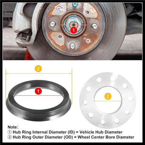 72.6mm to 60.1mm Universal Car Hub Centric Rings Black - Pack of 4 Durable Material in Kuwait