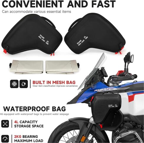 R1300GS ADV دراجة نارية المبرد الطربوش أكياس جانبية 4L نايلون هدية اليسار اليمين أداة تخزين حقيبة مع جيب داخلي مقاوم للماء لسيارات BMW R 1300 GS ADV R1300GSA 2024 2025 الملحقات in Kuwait