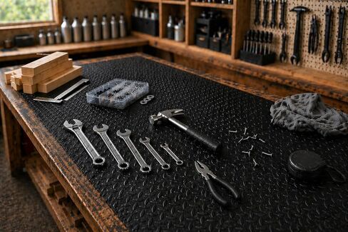 حصيرة حماية كبيرة لطاولة العمل مقاس 60.96 سم × 121.96 سم، حصيرة منضدة شديدة التحمل مع سطح غير قابل للانزلاق ولوحة ماسية، واقي علوي لمقعد العمل مقاوم للزيت والماء للمرآب ومقعد الأدوات وورشة العمل in Kuwait