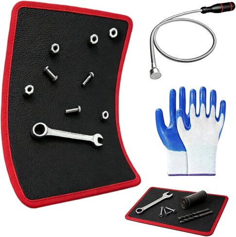 Magnetic Tool Mat 3 Pack, Non-Slip Flexible Magnetic Tool Pad, Heavy Duty 40 lbs Parts Holder with PVC Protection, Tool Organizer for Mechanic Auto Repair Garage (Red) in Kuwait