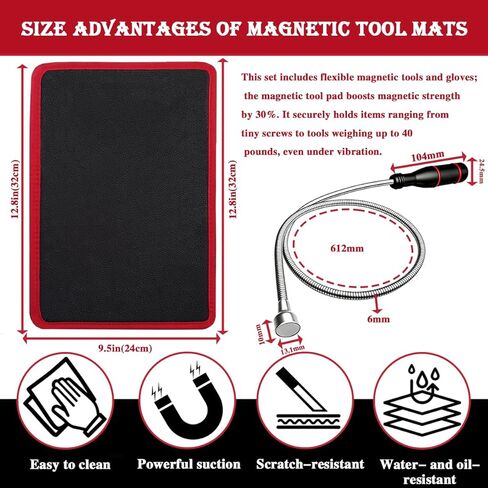 Magnetic Tool Mat 3 Pack, Non-Slip Flexible Magnetic Tool Pad, Heavy Duty 40 lbs Parts Holder with PVC Protection, Tool Organizer for Mechanic Auto Repair Garage (Red) in Kuwait