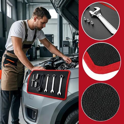 Magnetic Tool Mat 3 Pack, Non-Slip Flexible Magnetic Tool Pad, Heavy Duty 40 lbs Parts Holder with PVC Protection, Tool Organizer for Mechanic Auto Repair Garage (Red) in Kuwait