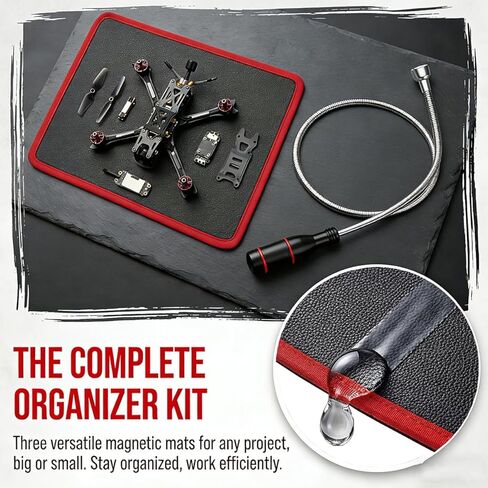 Magnetic Tool Mat 3 Pack, Non-Slip Flexible Magnetic Tool Pad, Heavy Duty 40 lbs Parts Holder with PVC Protection, Tool Organizer for Mechanic Auto Repair Garage (Red) in Kuwait