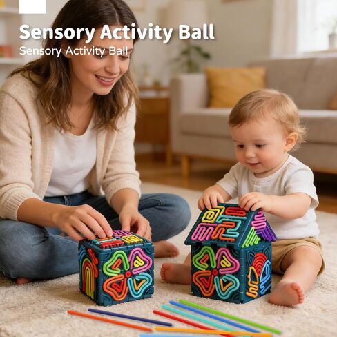 Sensory Fidget Toys for Kids Adults，3D Sensory Activity Board for Stress Anxiety Autistic ADHD，Contains 30 Silicone Cords，Silent, Calming, Focus, Fingertip Gift for Girls Boys in Kuwait