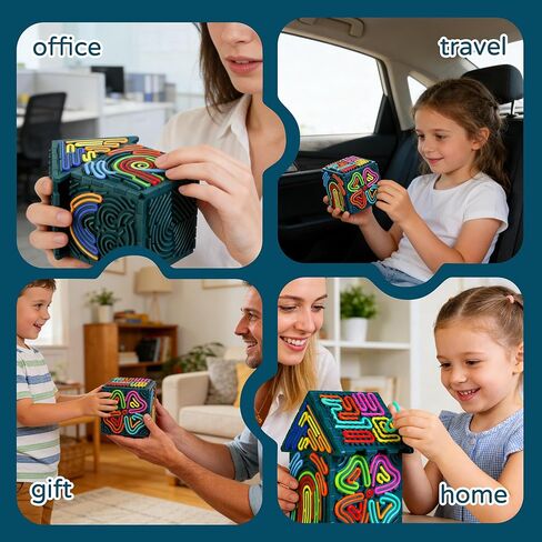 Sensory Fidget Toys for Kids Adults，3D Sensory Activity Board for Stress Anxiety Autistic ADHD，Contains 30 Silicone Cords，Silent, Calming, Focus, Fingertip Gift for Girls Boys in Kuwait