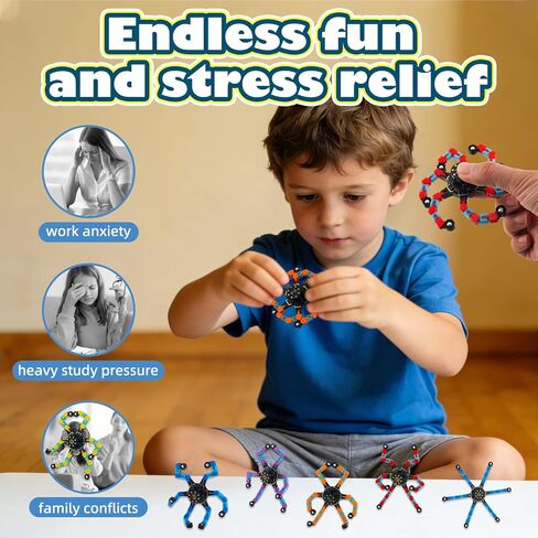 12PCS Transformable Fidget Spinner Toys Deformable Chain Robot Glow Sensory Toys for Boys Girls Teens Stress Relief Classroom Prizes Birthday Holiday Party Favors Gifts in Kuwait