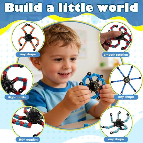 12PCS Transformable Fidget Spinner Toys Deformable Chain Robot Glow Sensory Toys for Boys Girls Teens Stress Relief Classroom Prizes Birthday Holiday Party Favors Gifts in Kuwait