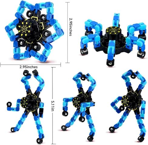 12PCS Transformable Fidget Spinner Toys Deformable Chain Robot Glow Sensory Toys for Boys Girls Teens Stress Relief Classroom Prizes Birthday Holiday Party Favors Gifts in Kuwait