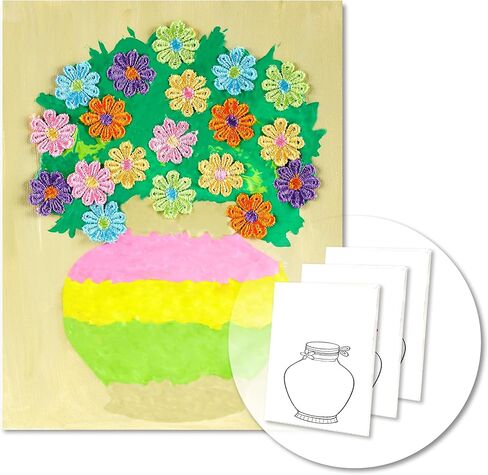 DIY Vase Pre Drawn Canvas Painting Kit, 3-Pack 8x10 Inch Canvas Panels, 40 Tassel Flowers, 8 Acrylic Paints, 3 Brushes & Double-Sided Tape, Creative Art Kit for DIY Projects & Crafting Fun in Kuwait