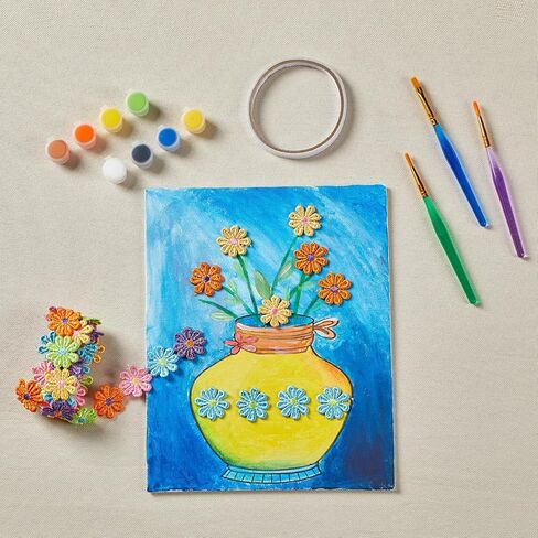 DIY Vase Pre Drawn Canvas Painting Kit, 3-Pack 8x10 Inch Canvas Panels, 40 Tassel Flowers, 8 Acrylic Paints, 3 Brushes & Double-Sided Tape, Creative Art Kit for DIY Projects & Crafting Fun in Kuwait