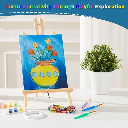DIY Vase Pre Drawn Canvas Painting Kit, 3-Pack 8x10 Inch Canvas Panels, 40 Tassel Flowers, 8 Acrylic Paints, 3 Brushes & Double-Sided Tape, Creative Art Kit for DIY Projects & Crafting Fun in Kuwait