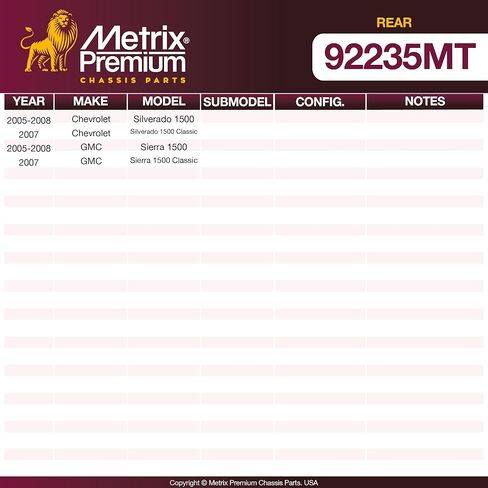 أجزاء الهيكل الفاخرة من Metrix - 13.23 بوصة (336 مم) طقم طبل الفرامل الخلفي المطلي 2 قطعة يناسب 2005-2008 شيفروليه سيلفرادو 1500، 2005-2008 جي إم سي سييرا 1500، استبدال 9764R، صنع في أوروبا in Kuwait