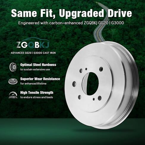 Rear Brake Drum fits Chevrolet Cavalier 2.2L 1994-2002, fits Chevrolet Cavalier 2.4L 1995-2002, fits Oldsmobile Achieva 2.3L 1994 1995 OE Replacement Drums 2Pcs 9.64inch (244.86mm) 5-Hole in Kuwait