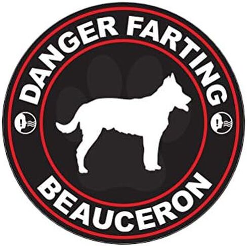 Danger Farting Beauceron Sticker Decal Self Adhesive Vinyl Dog Canine pet Truck Car Decal Vinyl Bumper Sticker Sticks to Any Surface 5" in Kuwait