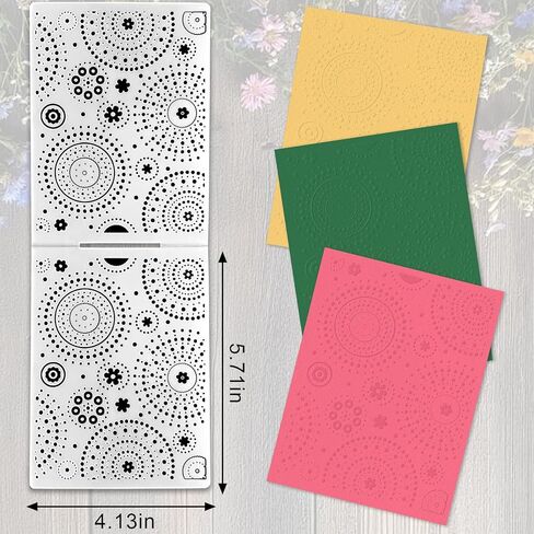 Mandala Circle Flower Background Plastic Embossing Folders for Card Making, Round Dot Background Embossing Stencil Template Folder for DIY Scrapbooking Paper Craft Photo Album Decorations in Kuwait
