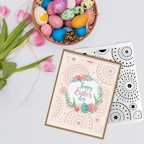 Mandala Circle Flower Background Plastic Embossing Folders for Card Making, Round Dot Background Embossing Stencil Template Folder for DIY Scrapbooking Paper Craft Photo Album Decorations in Kuwait