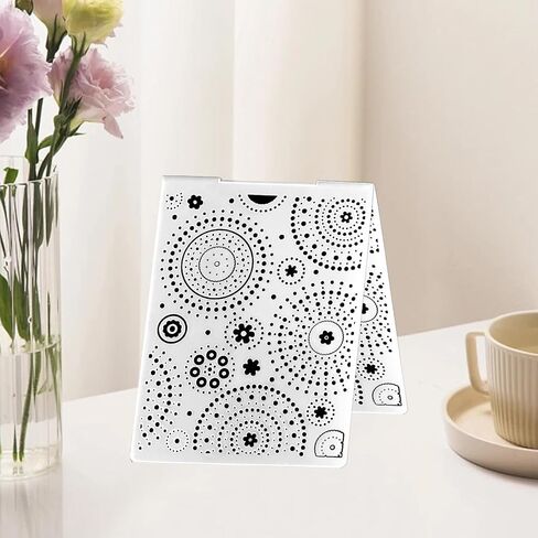 Mandala Circle Flower Background Plastic Embossing Folders for Card Making, Round Dot Background Embossing Stencil Template Folder for DIY Scrapbooking Paper Craft Photo Album Decorations in Kuwait