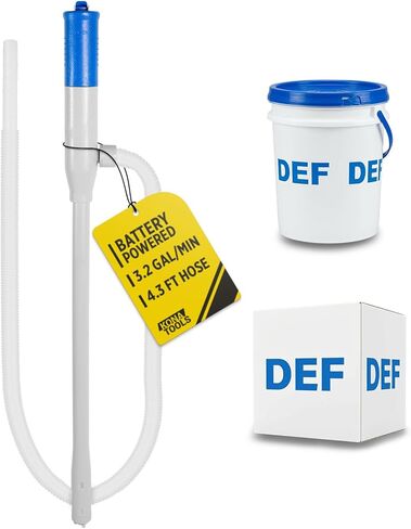 DEF Narrow Outlet Dedicated Battery-Powered Pump (3.2 GPM), Narrow Outlet for DEF Containers, Manual Nozzle, AA Battery Operated Pump with 51" Discharge Hose by KONA TOOLS in Kuwait