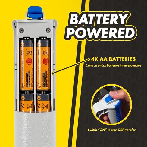 DEF Narrow Outlet Dedicated Battery-Powered Pump (3.2 GPM), Narrow Outlet for DEF Containers, Manual Nozzle, AA Battery Operated Pump with 51" Discharge Hose by KONA TOOLS in Kuwait