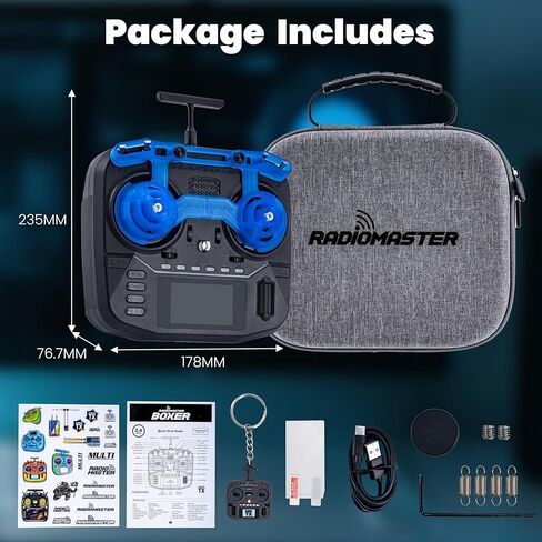 Radiomaster Boxer ELRS 2.4GHz 16CH Hall Gimbals Radio Controller with Carrying Case for Fixed-Wing Aircraft/RC Helicopters/FPV Drones/RC Cars/Boats, Mode 2 in Kuwait