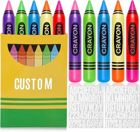 10 Pcs Inflatable Crayons Balloons with Paper Box Number Alphabet Stickers Colorful 21.7 Inch Neon Blow up Crayon Welcome Back to School Party Decorations Classroom Birthday Photo Booth Props in Kuwait